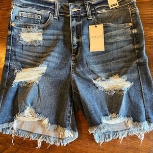 Judy Blue Women's Distressed Denim Shorts - Blue